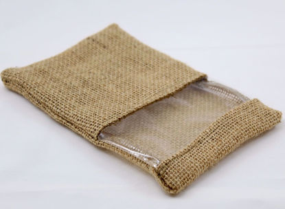 Picture of jute pouch with clear vinyl window