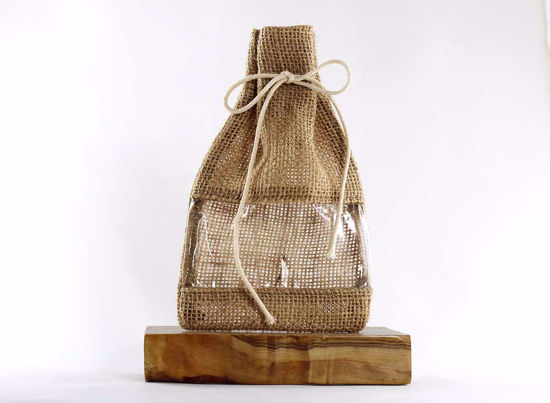 Picture of Jute pouch with window and cotton drawstring